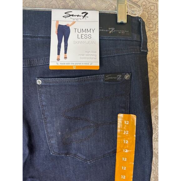 NWT Seven for All Mankind TummyLess High Rise Skinny Jeans Women's 12 Denim - Picture 2 of 6